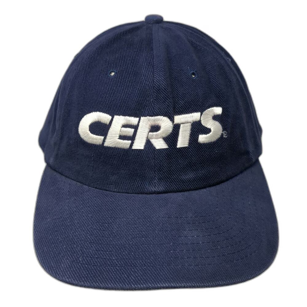 Nissin Cap Certs Blue One Size Baseball Cap Hat Embroidered Slogan Slideback